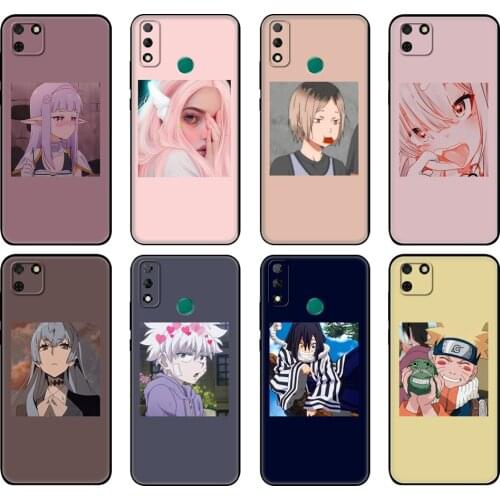 Black tpu Case For Huawei Y9S Y6S Y8S Y5P Y7P Y8P Case For Huawei Y5 lite Prime 2018 Y6 2019 Cover Anime icons