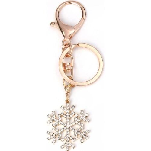 DoreenBeads Keychain & Keyring Christmas Snowflake Gold Clear Rhinestone Accessories 10.7cm(4 2/8") x 3cm(1 1/8"), 1 Piece