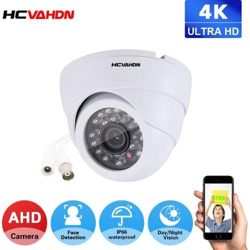 HCVAHDN 8.0MP CCTV Camera 5MP 3.6MM HD Lens 90 Degree Panoramic AHD Camera Night Vision Waterproof Outdoor 1PCS Dome Camera 4K
