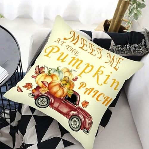 8 Styles Pumpkin Pattern Halloween Pillowcase 45*45cm Polyester Peach Skin Single Side Printed Throw Pillow Cover Home Decor