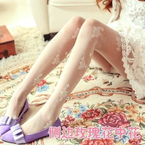 1 pc Sexy Stay Up Thigh High Tights Fishnet Mesh Sweet Flower Print Punk Stretch Pantyhose For Women Accessories