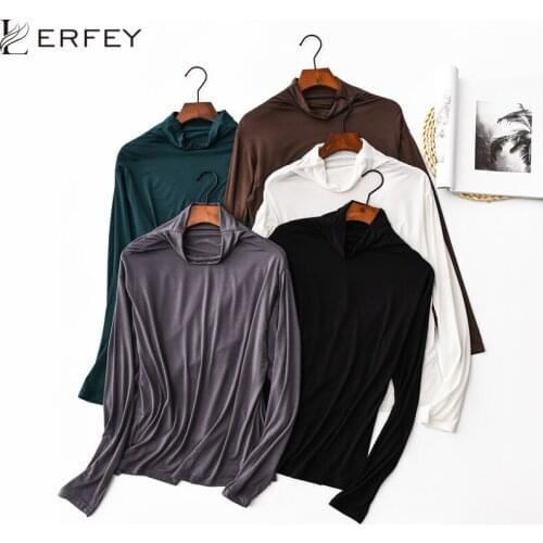 LERFEY Turtleneck Basic T Shirt Women Long Sleeve Tee Shirt Harajuku Casual Solid Tees For Female Autumn Tops