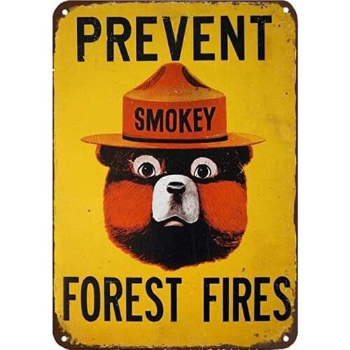Smokey Bear Metal Poster Tin Sign Prevent Forest Fires Metal Wall Sticker Outdoors Metal Tin Sign Decor Retro Style Metal Plaque
