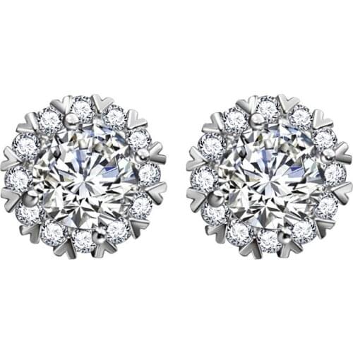 Cute/Romantic Star Diamond Stud Earrings for Women Solid 925 Sterling Silver Earrings Girl Fashion Jewelry Wedding Party Gifts