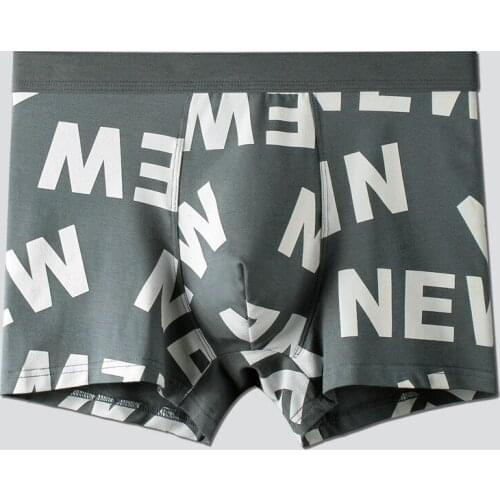 2020 Mens Cotton Boxer Mid-waist Breathable U-convex Printing Boxer Shorts