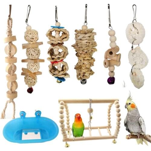 8-Piece Set Parrot Toy Bath Small Pet Supplies Combination of Equipment PBH200046