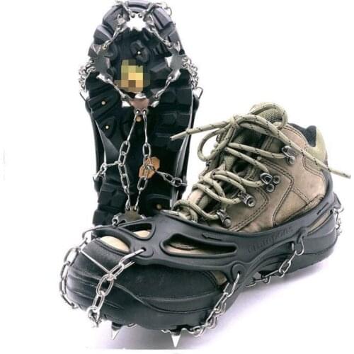 Outdoor Climbing Anti-slip Crampons Winter Walk 19 Teeth Ice Fishing Snowshoes Hiking Skiing Stinless Steel Slip Shoe Covers