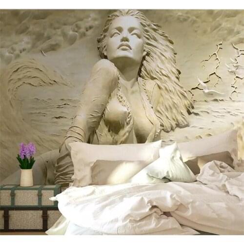 Custom Wall Mural Art Wall Painting European Style Golden 3D Stereoscopic Relief Sea Wave Sailboat Beauty Photo Wallpaper Murals