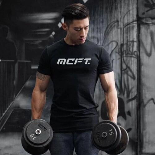 New Mens Slim Fit T-shirts Bodybuilding Fitness T Shirts Gym Cotton Mens Short Sleeve Tees Workout tshirt Muscle Hip Hop