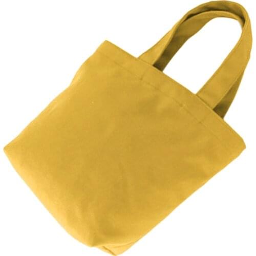 Solid Color Portable Canvas Lunch Cosmetics Storage Bag Women Clutch Handbag