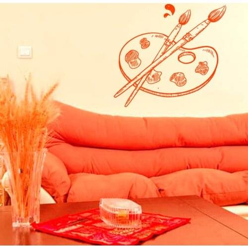 Palette And Brushes Painting Wall Sticker Home Decor Kids Children Room Decoration Wallpaper Art Murals Nursery Wall Decals