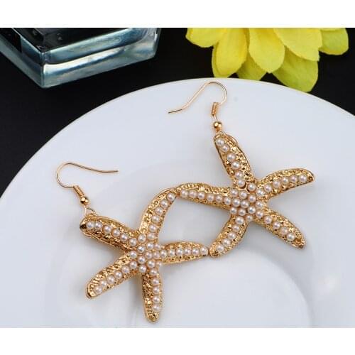Itenice Sterling Sea Star Earrings For Women Girl Micro Pave Cubic Zirconia Starfish Wedding Drop Earrings Jewelry Gift