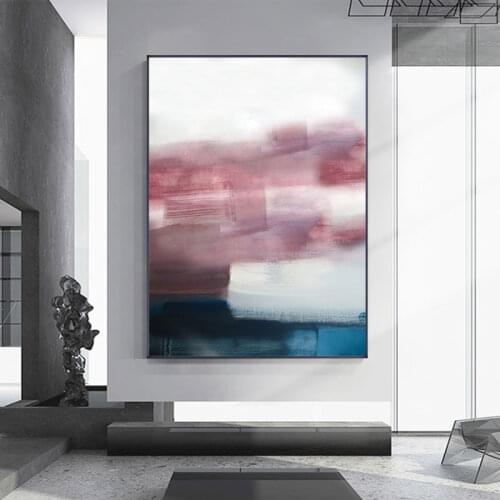 Modern Graffiti Art Pink Blue Gray Abstract Wall Art Oil Painting Print on Canvas Nordic Posters and Prints Living Room Decor