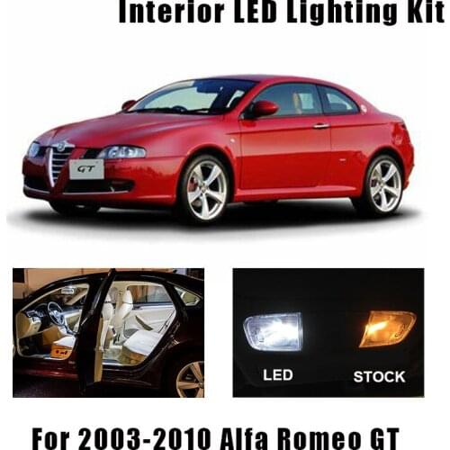 7pcs White Error Free LED Bulbs Interior Map Dome Light Kit Fit For 2003-2007 2008 2009 2010 Alfa Romeo GT Trunk Glove Box Lamp