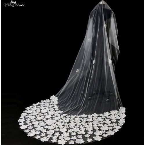 TA035 3D Flowers 3 Meters Length Wedding Veilcheap Wedding Hair Accessories