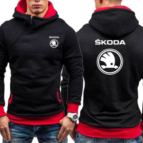 New Spring Autumn Mens Hoodies Skoda Car Logo Print Fashion Men Hoodie hip hop Oblique chain harajuku Casual Mens pullover M