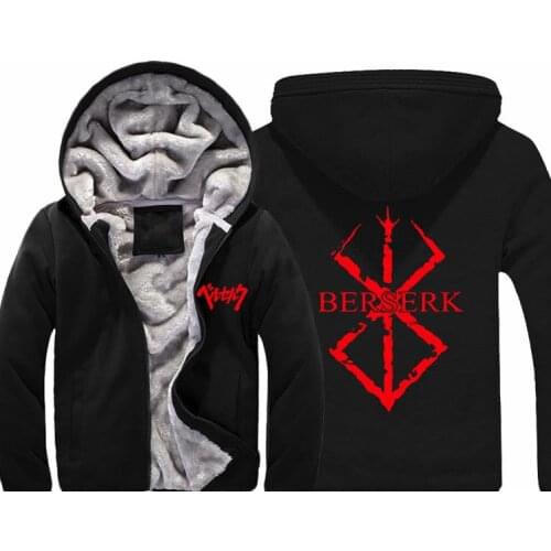Japanese Anime Berserk Hoodies Men/Women Sweatshirt Super Warm Thicken Fleece Zip Up Coat Unisex S-5XL
