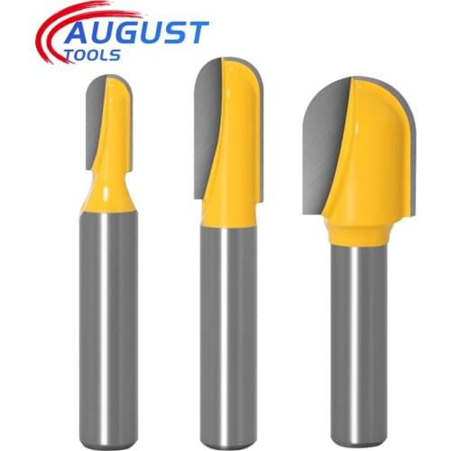 Augusttool 8mm Shank Router Bit Carbide End Mill Long Blade Round Nose Bit Core Box Wood Cutter For Grooving Digging Wood