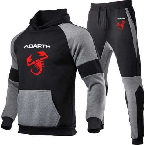 2021Spring Autumn Fashion Hoodies Men Abarth Logo Print Men Hoodie high quality Pure cotton Casual Sportswear Two-piece