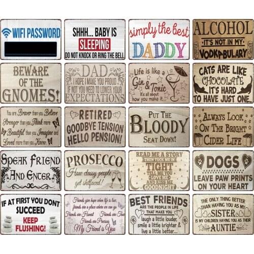 Wifi Password Vintage Tin Signs Shhh..baby Is Sleeping Simply The Best Daddy Popular Bar Home Art Wall Metal Decorative Kid Gift