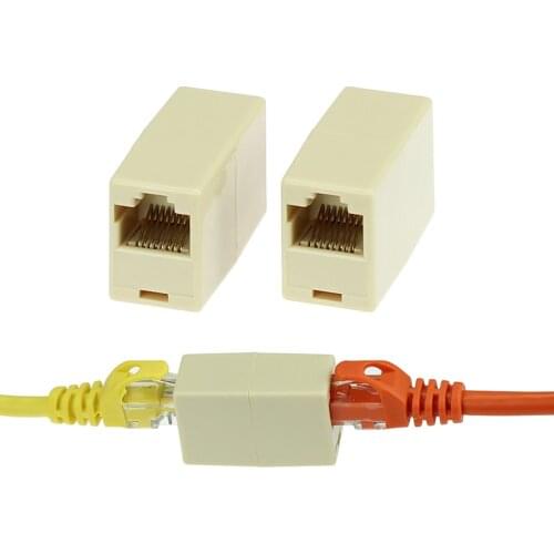 2 pcs High Speed 8pin CAT 5 6 RJ45 Female to Female full copper Ethernet Network Cable connecter for PC Laptop Router