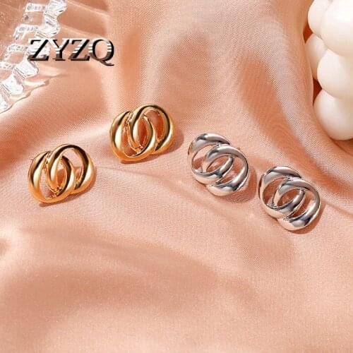 ZYZQ Simple Metal Drop Earrings For Women Punk Hollow Geometric Round Dangle Earrings Fashion Cocktail Party Brincos Gift