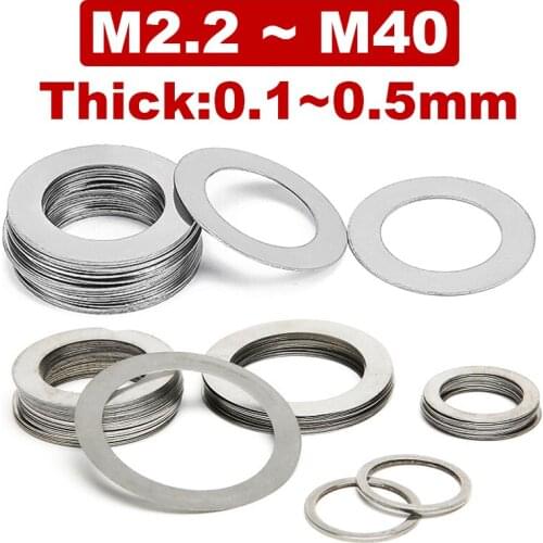 0.1 0.2 0.3 0.5mm Ultra Thin Flat Washer 304 Stainless Steel Adjusting Flat Gasket of Thick Ultra Thin Shim Din988 M2~M40 10Pcs