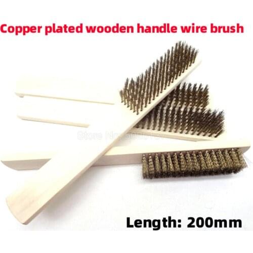 1Pcs 16X6 Row Beech Wood Handle Brass Wire Brush Copper For Industrial Devices Surface Inner Polishing Grinding Cleaning Bristle