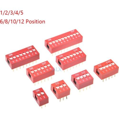 10PCS red 1/2/3/4/5/6/8/10/12 Position bits dip TOGGLE switch doule Row PITCH 2.54MM Slide Switches