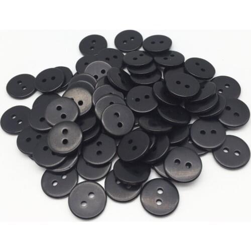 100pcs 15mm Black Resin Round Buttons Sewing 2 Holes Shirt Button For Clothing Scrapbooking Cardmaking