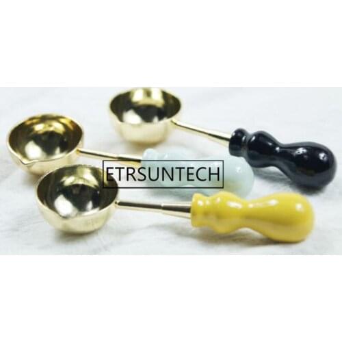 100pcs Vintage Wood Handle Sealing Wax Spoon Brass Seal Stamp Wax Melting Burning Scoop For Scrapbooking Album Envelope