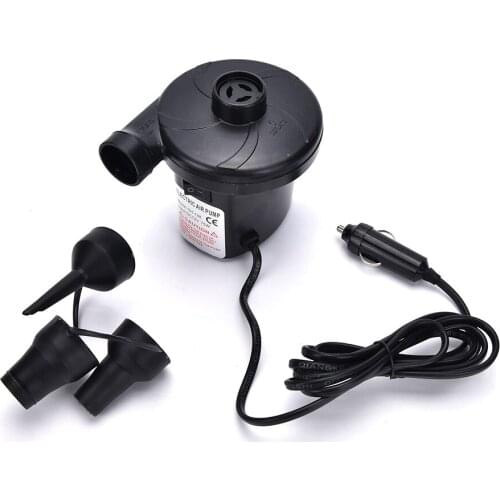 12V Car Auto DC Electric Air Pump Inflator +3 Nozzles AirBed Mattress Boat