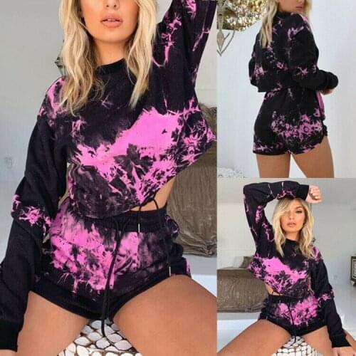 2Pcs Womens Jogger Casual Tracksuit Long Sleeve High Waist Shorts Sweatshirt Shorts Sets Sport Wear Suit