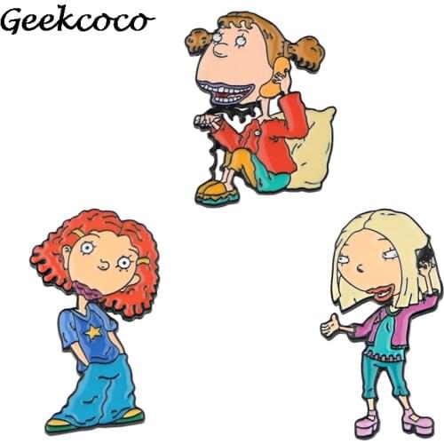 20pcs/lot J1902 Funny Girls Cartoon Enamel Pins Brooch Badge Women Men Lapel Backpack Bags Cute Jewelry Kids Gifts