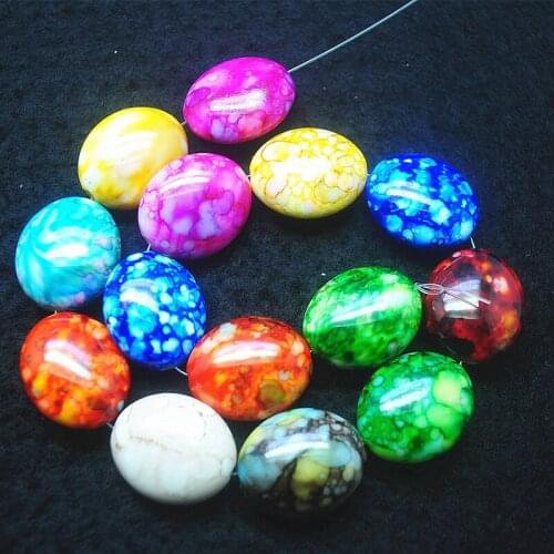 25pcs new plastic beads crack beads oval shape 24x20mm diy beads accessories matching beads hole size 1.5mm women bracelets make