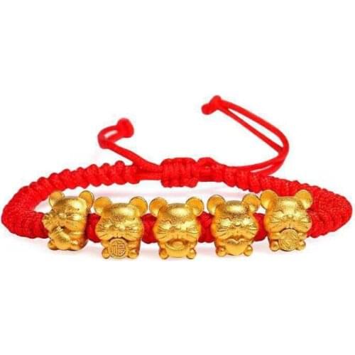 2020 New Year Mascot Five Fortunes Mouse Red String Bracelet Attract Wealth Luck F3MF