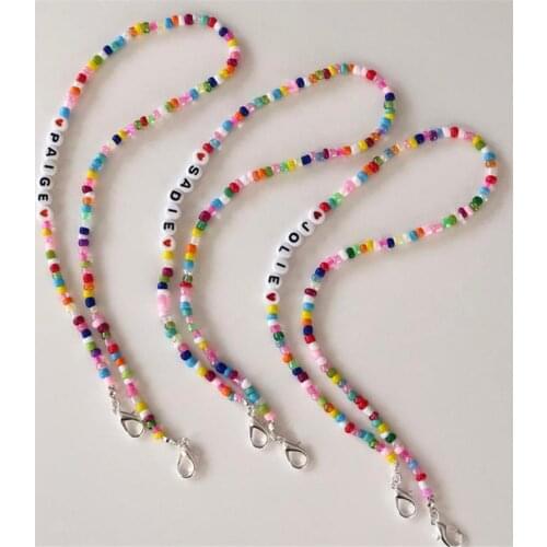 2021 Personalized 3-piece Mask Chain Acrylic Letter Beaded Glasses Chain Contracted Womens Party Mask Tether Bracket Wholesale