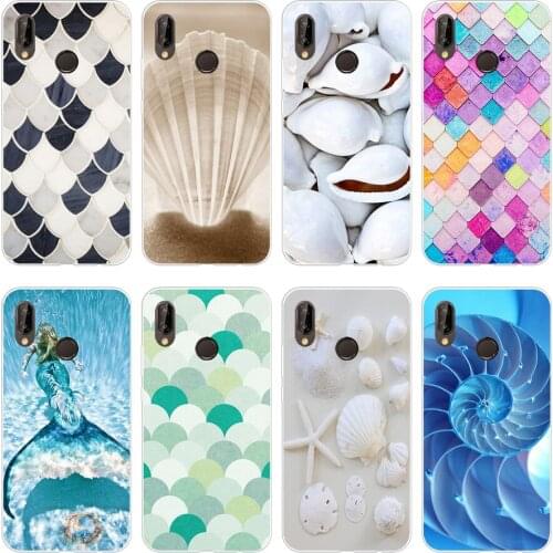 28H Fashion Sexy Bikini Shell Mermaid Tail Scale Soft Silicone Tpu Cover Case for huawei Nova 3 3i p smart