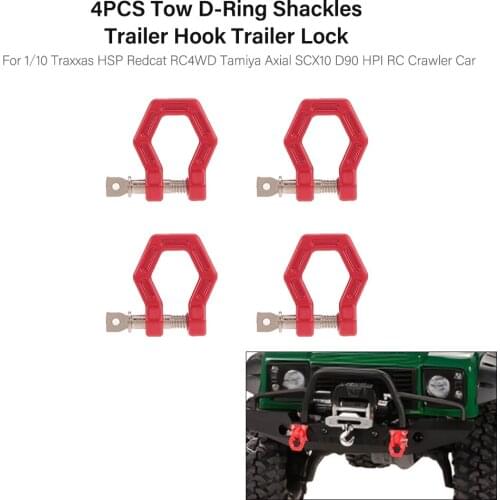 4PCS Tow D-Ring Shackles Trailer Hook Trailer Lock for 1/10 Traxxas HSP Redcat RC4WD Tamiya Axial SCX10 D90 HPI RC Crawler Car
