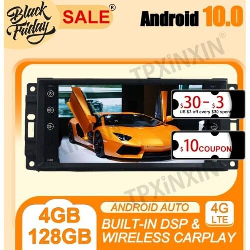 4G+128G Android 10.0 Carplay For Jeep Wrangler Full Touch Carplay Multimedia Player Auto Radio Tape Recorder GPS Navi Head Unit