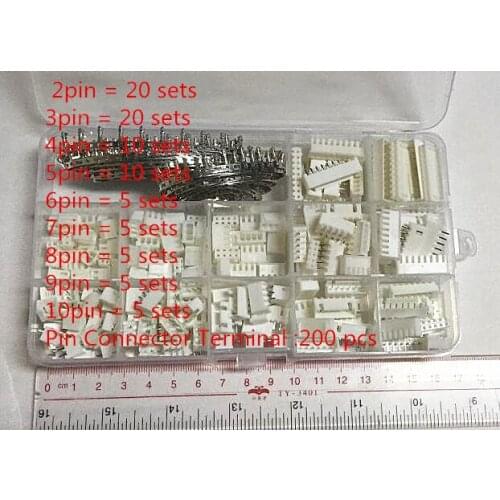 85 sets Kit in box 2P 3P 4P 5P 6p 7p 8p 9p 10pin 2.54mm Pitch Terminal Pin Header Connector Wire Connectors Adaptor XH Kits