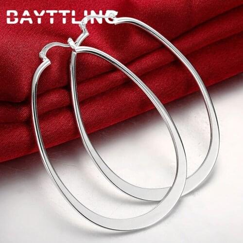 BAYTTLING 925 Sterling Silver Glossy U-shaped Hoop Earrings For Women Fashion Wedding Party Girls Gift Jewelry