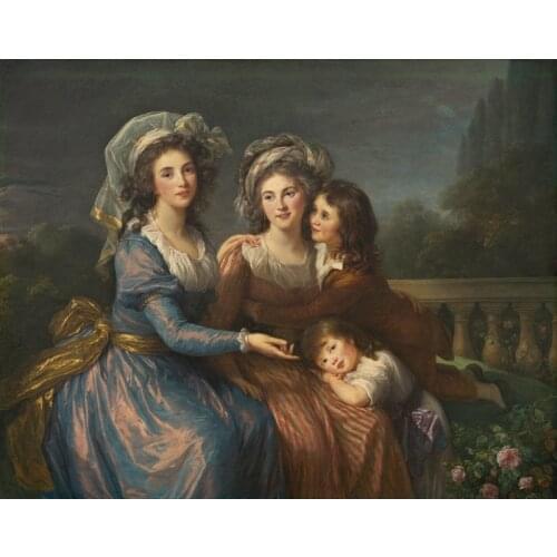 Free shipping classical court figure canvas prints sister child oil painting printed on canvas wall art decoration picture