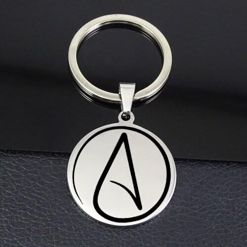 Personality Atheist Symbol Keychain 2019 Best Selling Disc Charm keyring Jewelry for Men and Women YP7007