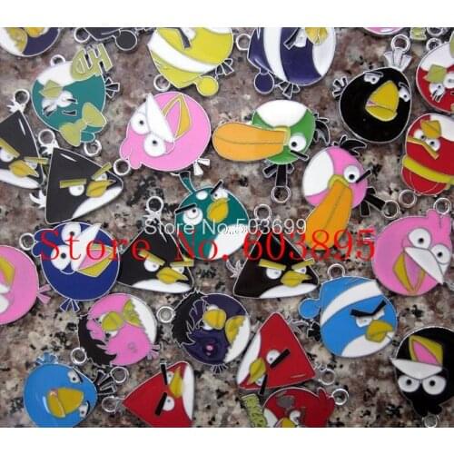 C4!Wholesale 100 pcs MIXED bird Metal Zinc Alloy Enamel Charms Pendants for Girl Jewelry Craft Making DIY