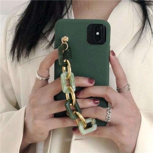 Fashion Bracelets chain Green Phone Case for iPhone 12 11 Pro Max 12 Mini X XS Max XR 8 7 Plus Cover