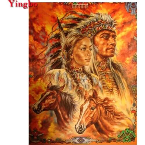 DIY Diamond Painting Indian couple and horses diamond Embroidery Cross Stitch 5D Square/Round Mosaic Diamond Art Home Decor