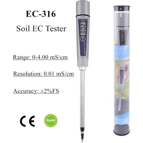 EC-316 Digital Direct Soil EC Tester ATC Conductivity Meter EC meter Aquarium swimming pool hydroponic laboratory 0-4.00 mS/cm