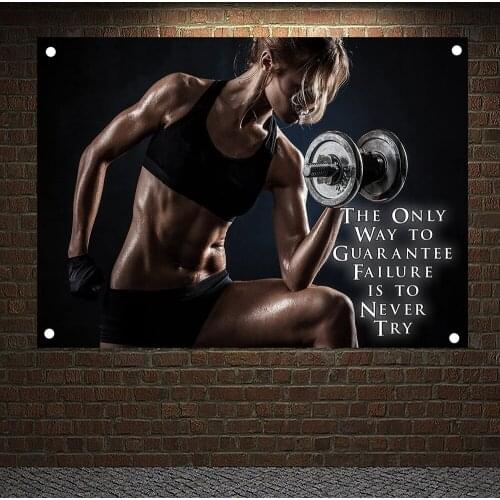 THE ONLY WAY TO GUARANTEE FAILURE IS TO NEVER TAY Motivational Workout Posters Exercise Banners Flag Wall Art Tapestry Gym Decor