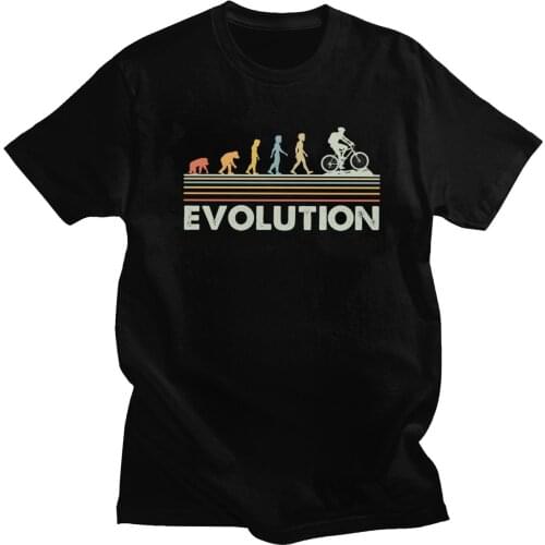 Funny Mountain Bike Evolution T Shirt Men 100% Cotton MTB Biker Cyclist Tee Top Short Sleeve Casual Biking Cycling T-shirt Gift